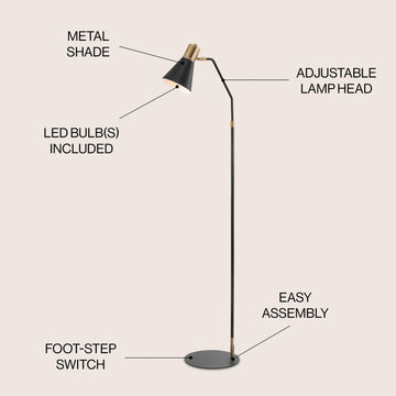 Apollo 61" Modern Metal LED Task Floor Lamp - JONATHAN Y